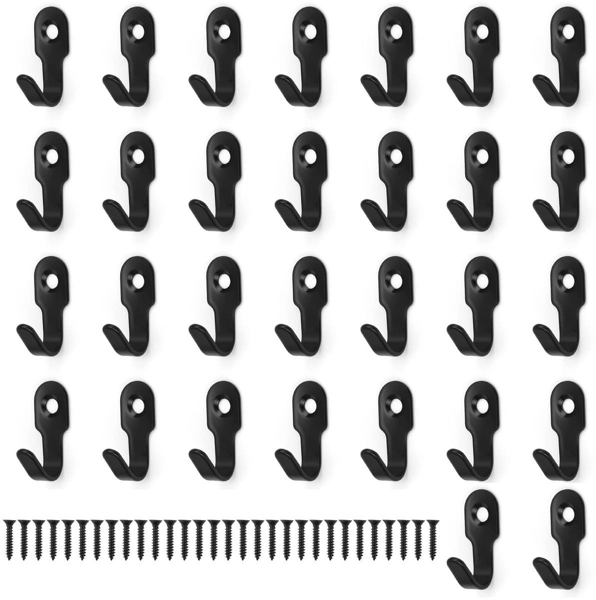 Solidchoice - Set van 30 zwarte wandhaken van 27mm voor kleding en accessoires