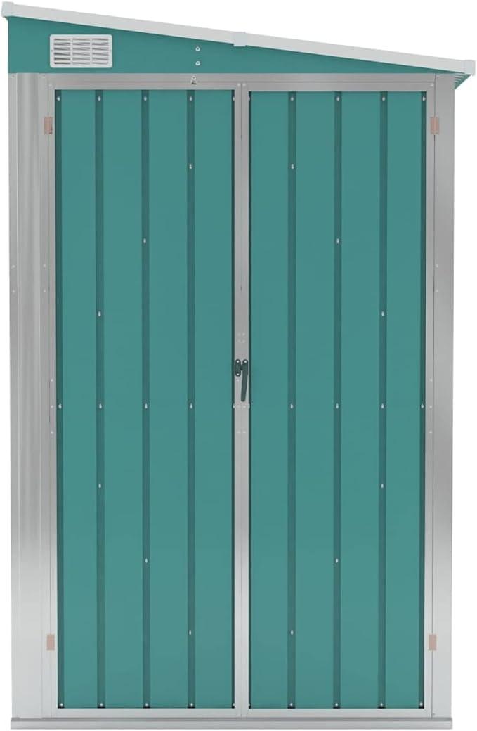 Wand Geräteschuppen Kunststoffgriff mit Sperrfunktion Gerätehaus Gartenhaus Gartenschuppen Schuppen Metallgerätehaus 118 x 194 x 160/178 cm (L x B x H) Verzinkter Stahl, Metall