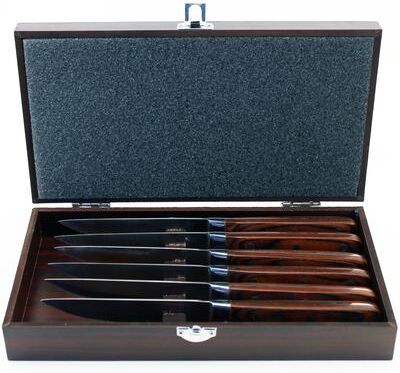 BergHOFF Pakka Wood 7pc Stainless Steel Steak Knife Set with Wood Case