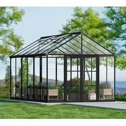Palram - Canopia Aria 1015 | Alu Gewächshaus mit Fundament | Schwarz | 4,5x3 m - Schwarz