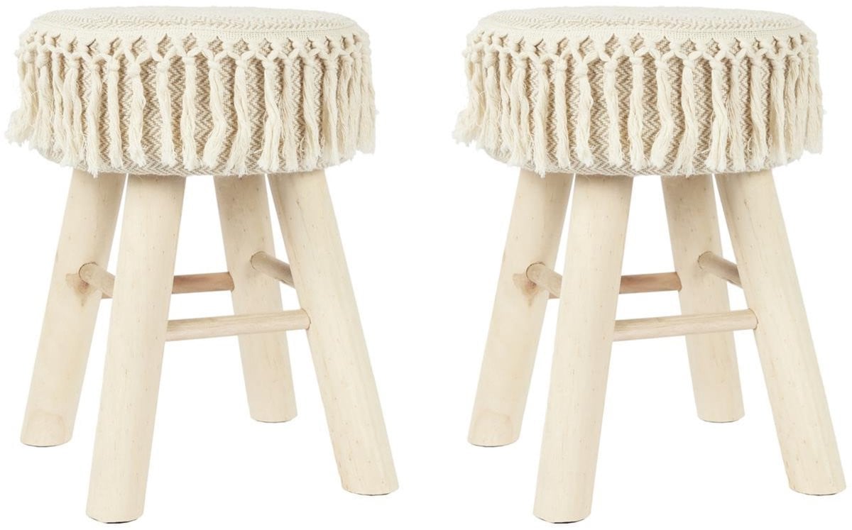 Home Deco Factory Krukje 2x - Hout - Beige - Bohemian Ibiza Decoratie