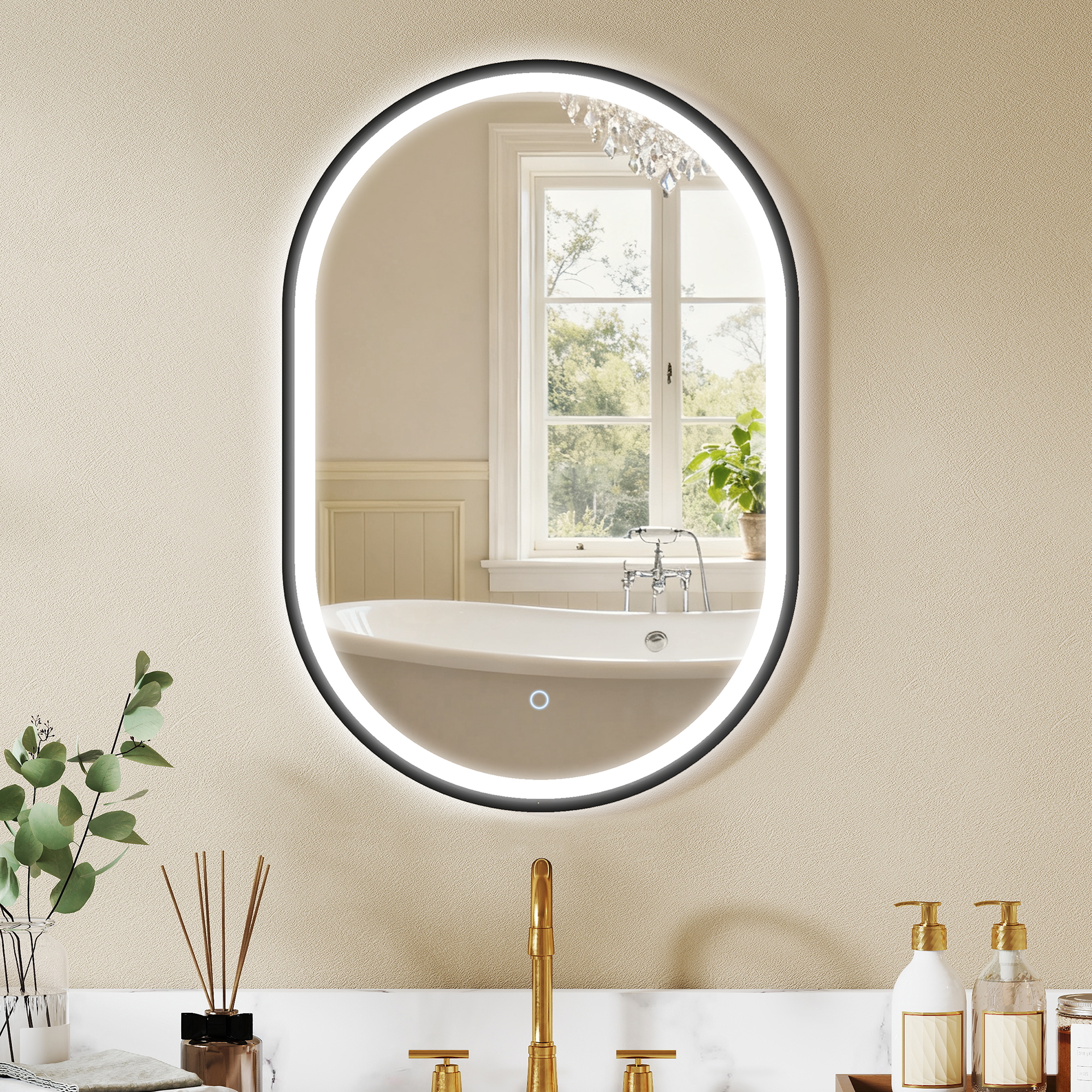 Homcom Specchio da bagno LED touch con 3 colori di luce, 50x70 cm   Aosom Italy
