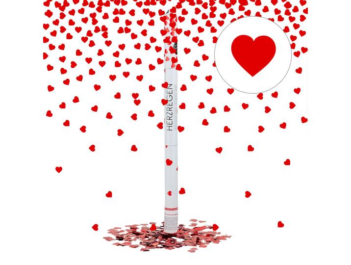 Party Popper 80cm Herzen Rot