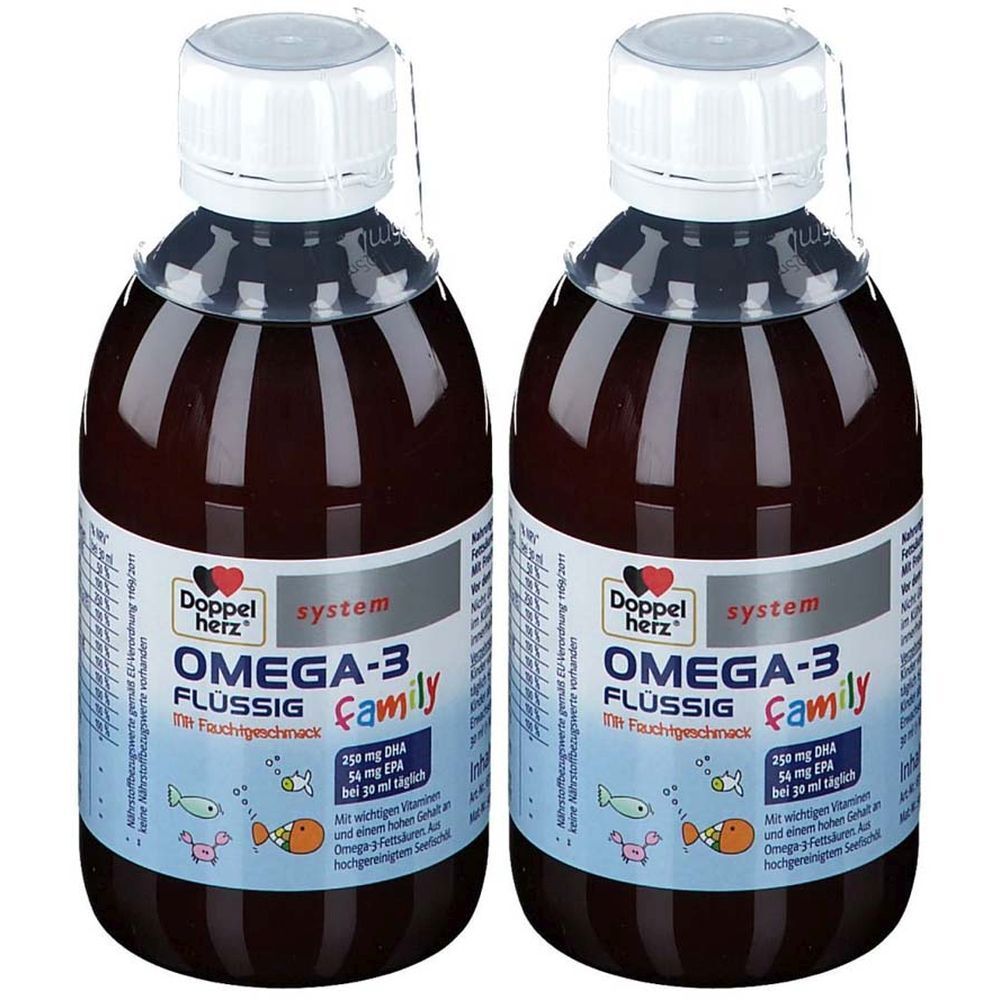 Doppelherz Omega-3 flüssig family system x2 2x250 ml Flüssigkeit zum Einnehmen