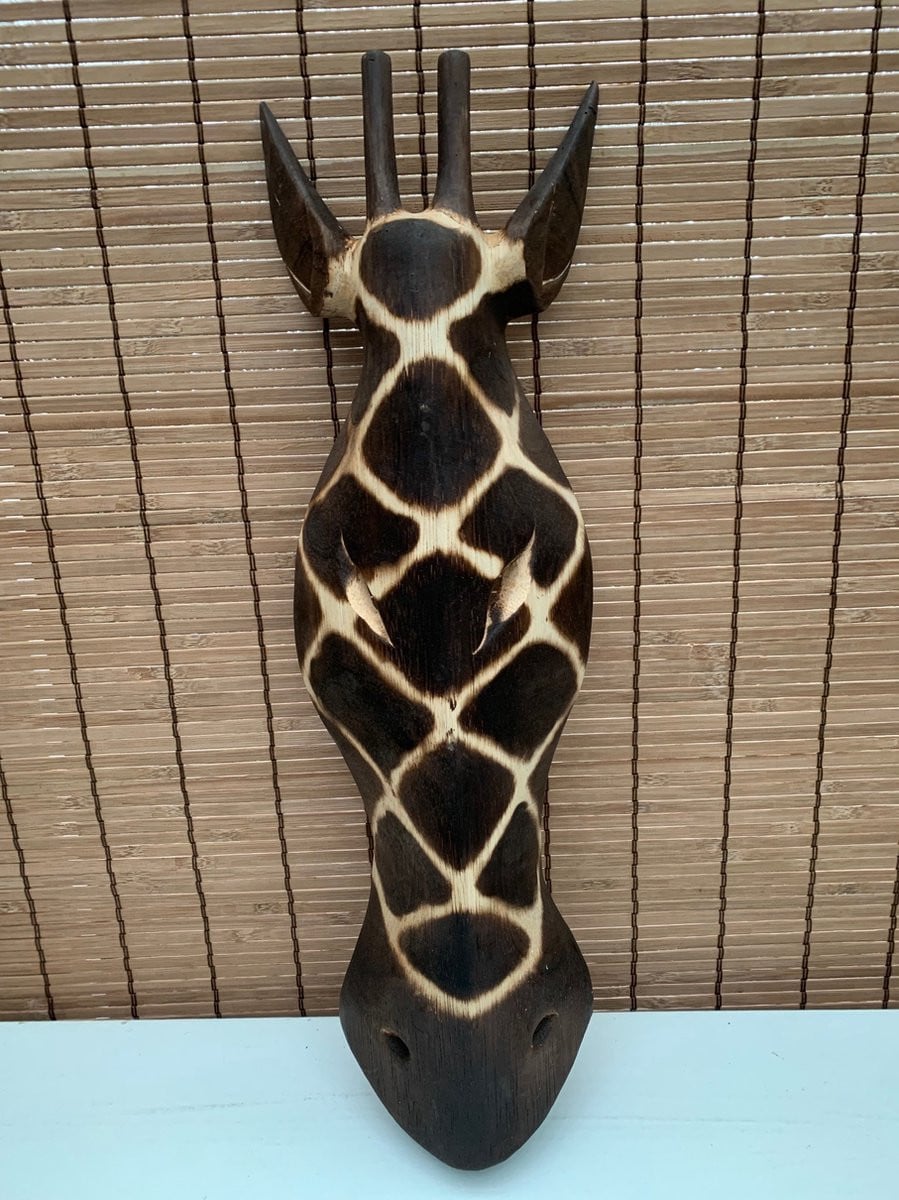 Houten giraf masker wanddecoratie Hoogte: 50 cm