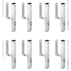 Alberts 8 x U-Pfostenträger für L- Randsteine, 91x230 mm, Höhe 200 mm, feuerverzinkt, zum Anschrauben