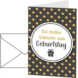 LUMA Geburtstagskarte 2877, Klappkarten mit Umschlag, 11,5 x 17,5 cm, 6 Stück