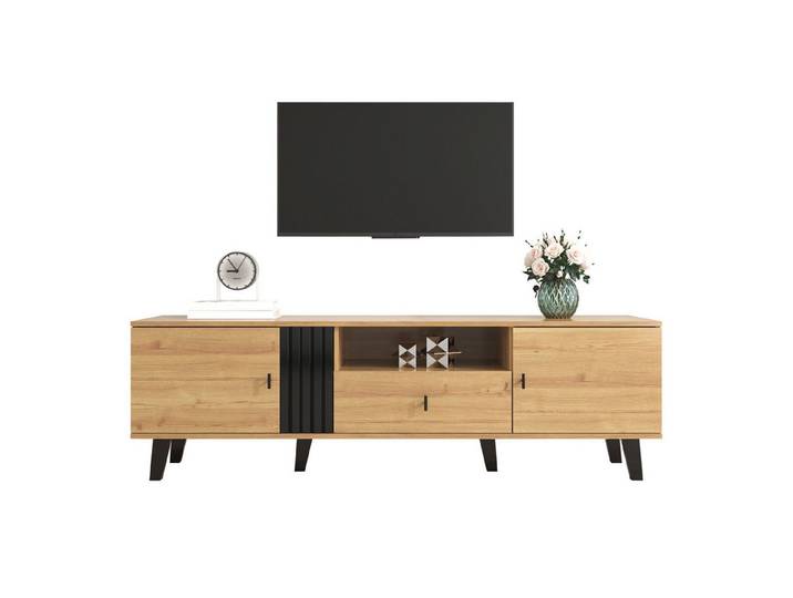 muvano TV-Schrank TV-Schrank 170cm Lowboard mit Schubladen Fernsehtisch modern