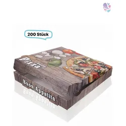 Pizzakarton Pizzabox 26x26x4 weiß mit Neutraldruck 200 Stk, to go, take away, kompostierbar, Kraftkarton, fettresistent