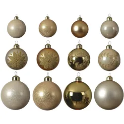 MARELIDA Christbaumkugel Weihnachtskugel Glas 3 Größen glänzend matt glitzernd gold 12St