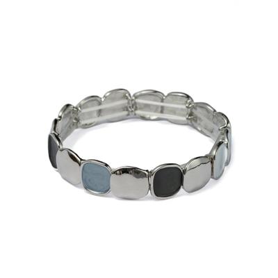 Armband "Schmuck Geschenk Kupfer Armschmuck Armkette", silber (silberfarben, schwarz, hellblau), ANISTON JEWELRY & WATCHES, Armbänder, Damen, 18cm, Kupfer Silikon, Kupfer, Silikon, Armband, Made in Germany - Emaille
