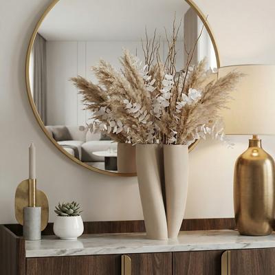 Sagebrook Home Sculptural 3D Printed Curved Vase for Entryway or Bedroom Decor