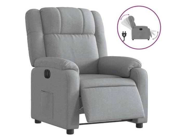 Gris Fauteuil inclinable électrique Gris clair Tissu - Fauteuil/Chaise LV2947