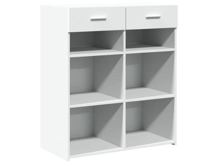 HGFDVCMR Sideboard Weiß 80x42,5x93 cm Holzwerkstoff mit 2 Schubladen Kompakter Kommodenschrank für Wohnzimmer und Schlafzimmer mit 2 Geräumigen Schubladen und Pflegeleichter Oberfläche