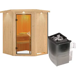 Karibu Sauna Larin-9 kWOfen int. Steuerung-Inkl.Dachkranz
