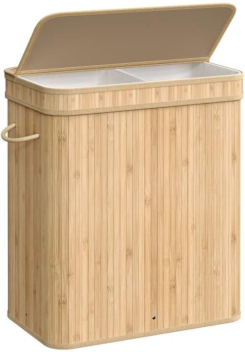 Wäschekorb SONGMICS "100 l, Bambus", bambus, B:34,5cm H:61cm T:54,5cm, Bambus, Stahl, Wäschesammler, Wäschekorb bambus 100 l