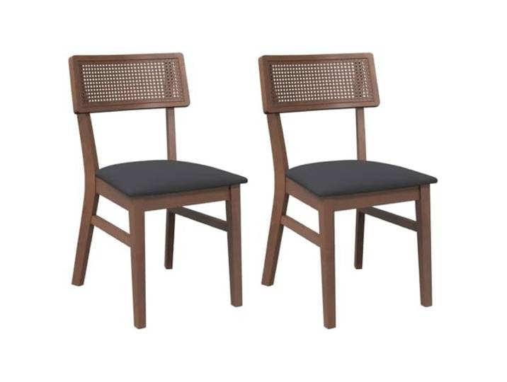 POUFGDR Esszimmerstühle mit Kissen, 2 Stück, Braun, Massivholz 2 Stück, massives Gummibaumholz, inklusive Kissen, ergonomisches Design, Esszimmer, Wohnzimmer