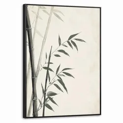 LEINWAND Bilder mit Rahmen - Japandi - Bambus - Beige - 50x70