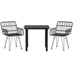 Helloshop26 - 3-teiliges Garten-Essset schwarzes Rattan-Kunstharz 02_0013678
