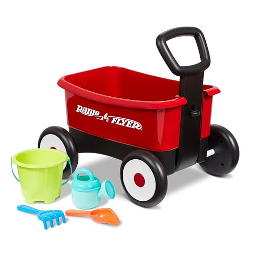 Radio Flyer duw- en sleepwagen met tuingereedschap, Rood