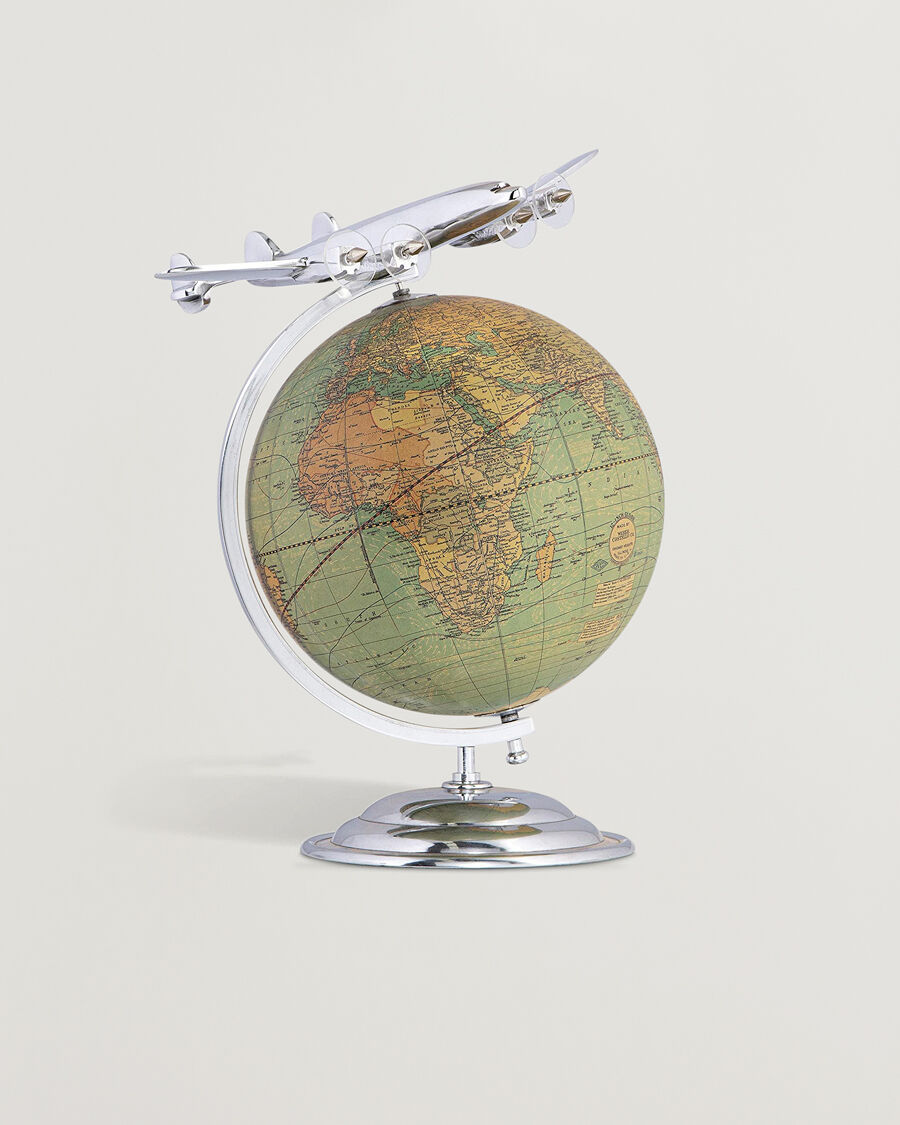 Authentic Models On Top Of The World Globe and Plane Silver men One size Sølv