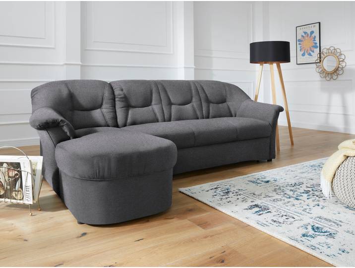 Ecksofa, Luxus-Microfaser, Grau, 232×146 cm, Mit Bettfunktion & Federkern, Klassisch, Domo-collection