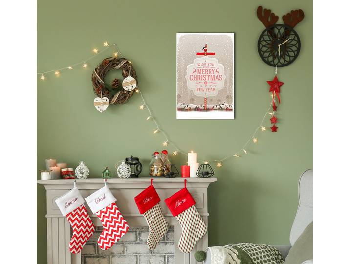 Metallbild QUEENCE Very Merry Christmas , beige (farbe bild(er): beige), B:20cm H:30cm, Metall, Stahl, Bilder, Metallbild, Stahlschilder