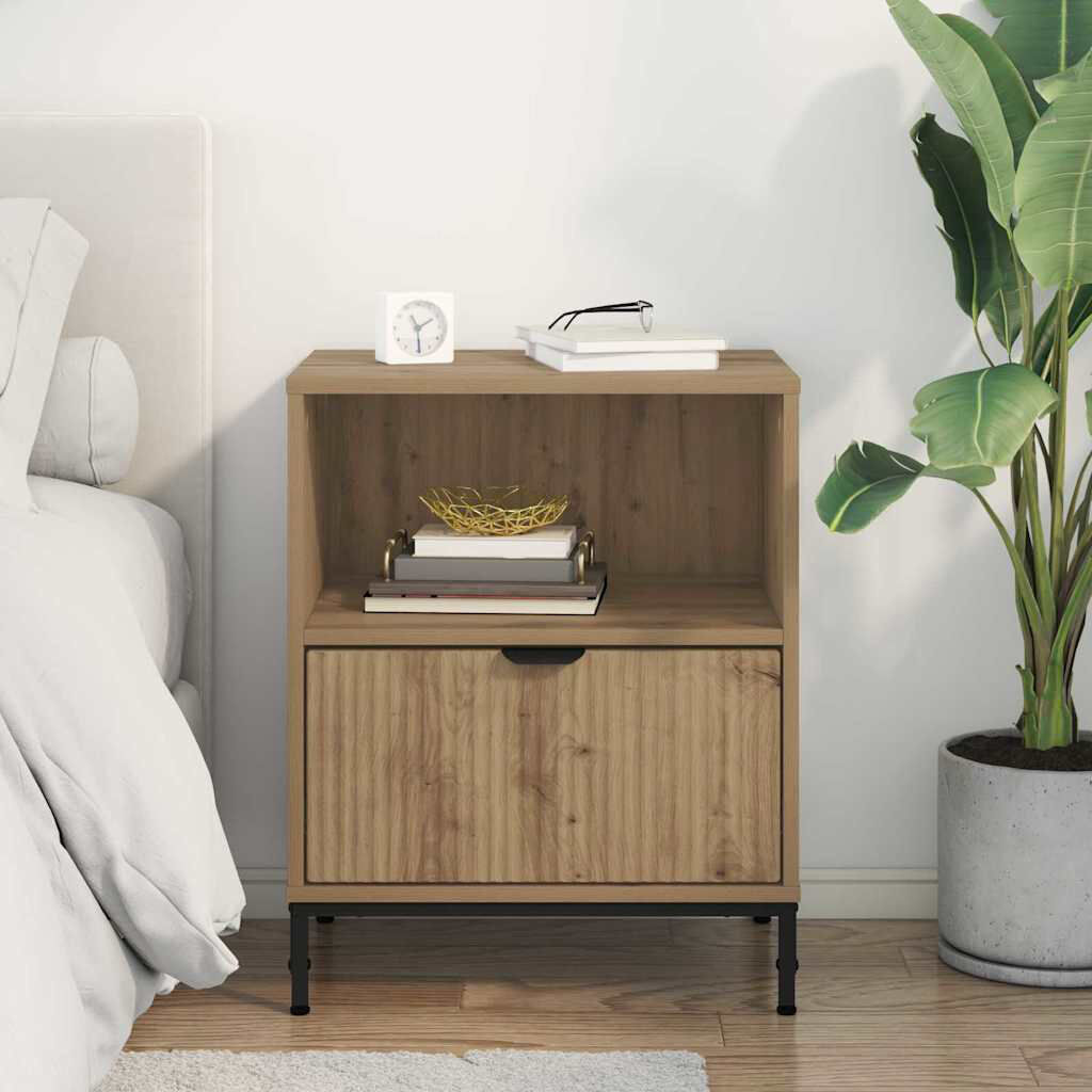 Latitude Run Bedside Table Artisan Oak 61cm H X 49cm W X 36cm D