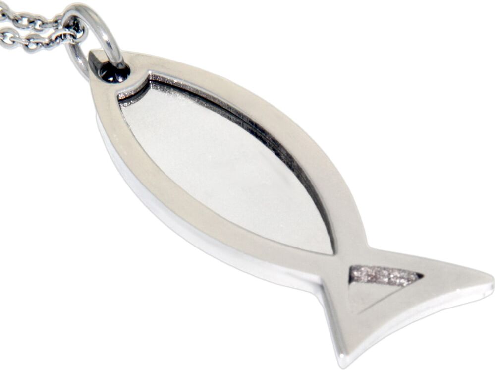 Kette mit Anhänger FIRETTI "Schmuck Geschenk Halskette Fisch - Glaube an Jesus Christus Kugelkette", silber (edelstahlfarben), Halsketten, Damen, Edelstahl, L: 50