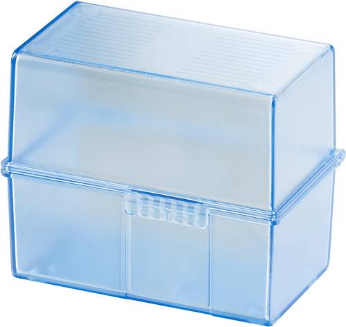 HAN DIN A8 979-64 Karteibox Transluzent, Blau max. Anzahl der Karten: 200 Karten DIN A8 quer inkl. 100 linierten Karten