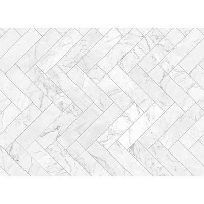 Fototapete LIVING WALLS "Designwalls Marble Tiles", grau (weiß, grau), B:3,5m L:2,55m, Vlies, Tapeten, Vlies, Wand, Schräge, Decke