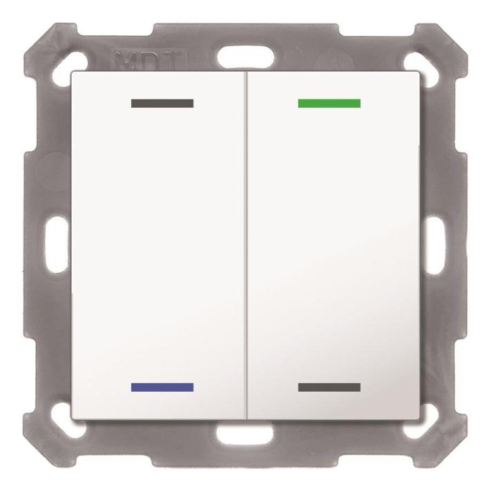 MDT BE-TAL55T2.01 Taster Light 55 2fach RGB-W Temp.sensor Reinweiss gl. Neutral (BE-TAL55T2.01)