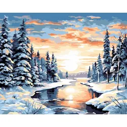 Malen nach Zahlen auf Keilrahmen "Fluss im Winter", 50 x 40 cm