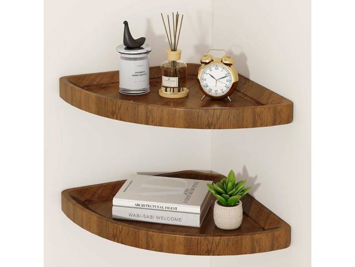 Étagère D'Angle Flottante En Chêne Rustique Avec Extrémité Lot De 2 Décorations Étagère D'Angle En Bois Etagere D Angle Murale