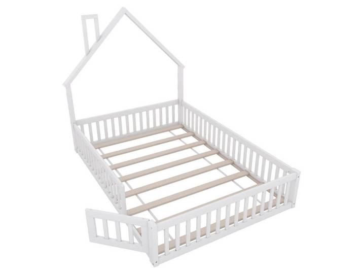 Komhtom Hausebett 140 x 200 cm mit Lattenrost in Weiß, Holz, Mode, Rechteckig, 140x200 cm, Babymöbel & Kindermöbel, Kinderzimmer & Jugendzimmer, Kinderbetten, Spielbetten