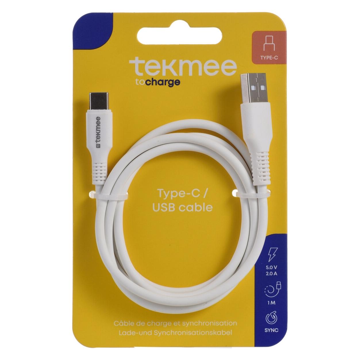 Tekmee Ladekabel USB-A/USB-C Nylon weiss (40 43 01 70)