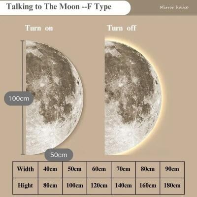Uplifted Finds Remote Control Dimming LED Moon Wall Painting Lamp f Type 90 Cm X 180 Cm