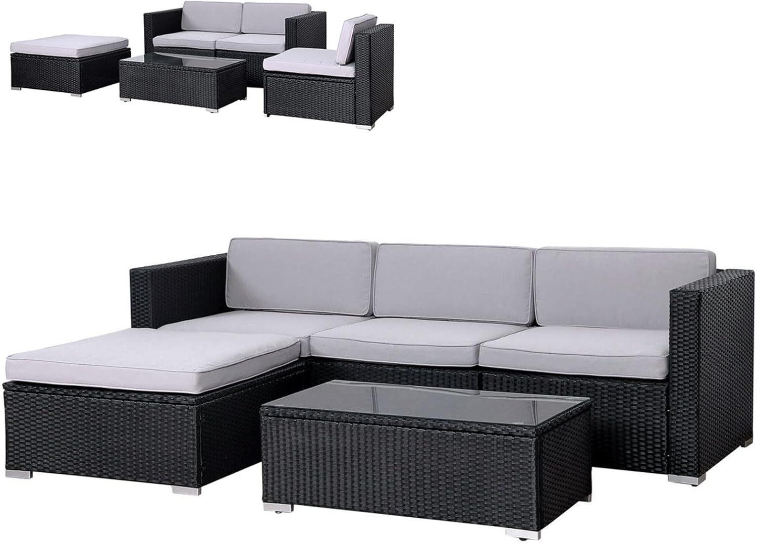 Polyrotan-Loungeset - Gartenbank - Loungesofa - Möbel für Balkon und Terrasse - Gartenmöbel - Wetterbeständig und wasserabweisend