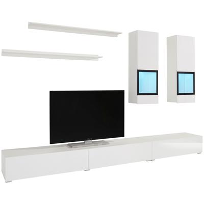 Wohnwand OTTO HOME "Baros", weiß (weiß, weiß hochglanz), B:270cm, Kastenmöbel-Sets, Wohnwand