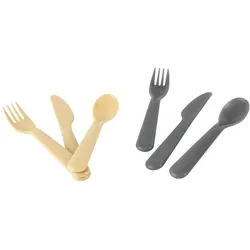 dantoy, Kindergeschirr + Kinderbesteck, Tiny Bio Besteckset s/grau 2er