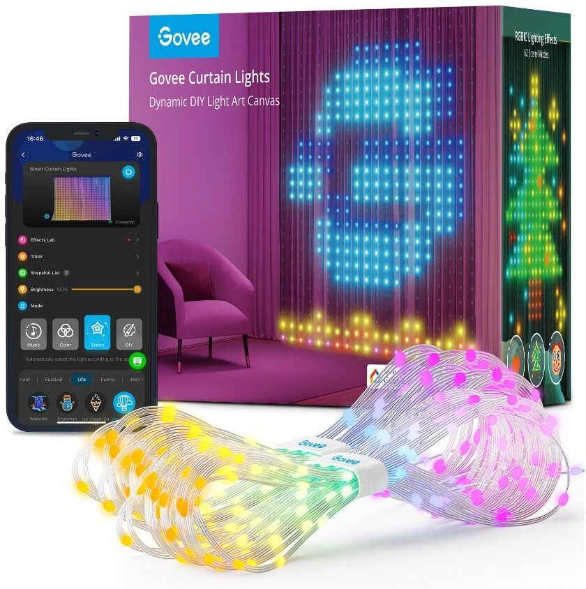Govee WiFi & Bluetooth LED Curtain Light - Hvid