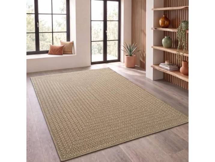 Paco Home Outdoor Teppich Wetterfest, moderner Jute-Look in natürlicher Sisal Optik, Robust, ideal für Terrasse Wohnzimmer & Küche, Beige 3, 240x340 cm