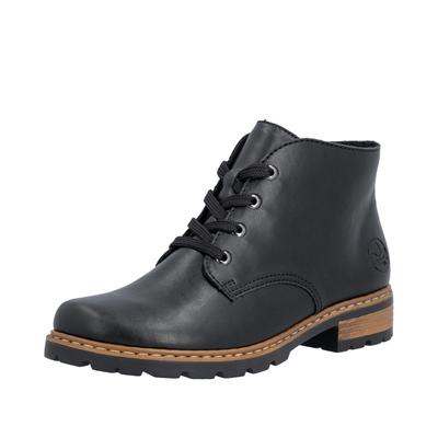 Schnürstiefelette RIEKER, Damen, Gr. 39, Textil, schwarz, Lederimitat, Schuhe Schnürstiefelette, Schnürboots, Ankleboots mit Blockabsatz