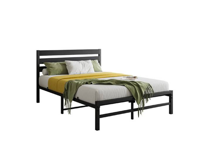 OKWISH Metallbett Modernes Design (Metallbett mit komfortablem Kopfteil, stabiler Konstruktion, 140x200cm ohne Matratze), perfekt für Erwachsene und Jugendliche