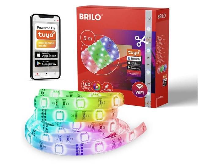 Briloner LED Smart Strip Streifen Weiß 5m 7,5W RGB Musiksensor Dimmbar App Bluetooth WiFi