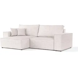 ECKSOFA CAVO mit Schlaffunktion Hellbeige im Neve Stoff