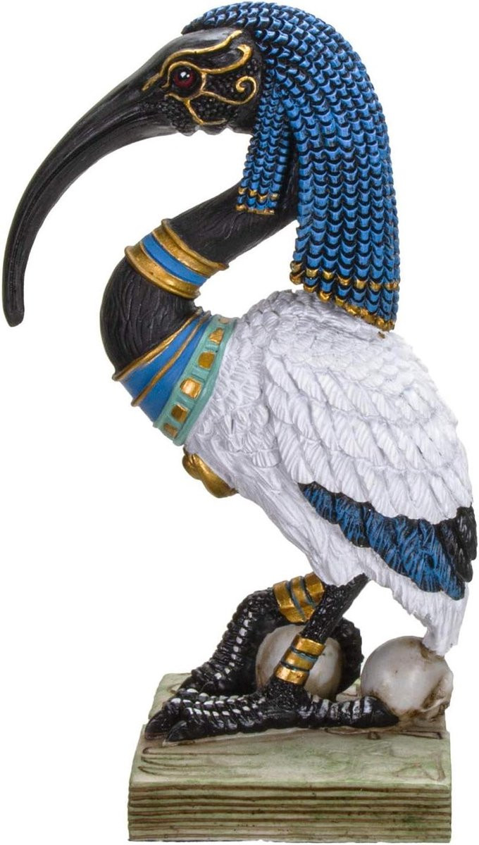Handgeschilderd Egyptisch God Figuur Thoth Beeld Decoratief Accent Hoogte: 20 cm