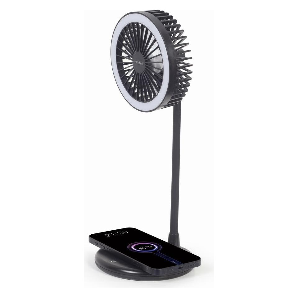 Gembird Mobiles Ladegerät Wrl Lüfter & Lampe (TA-WPC10-LEDFAN-01)