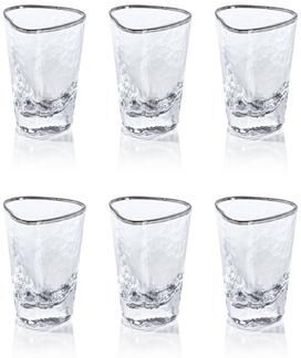 Zodax Kampari Triangular Shot Glasses with Platinum Rim, Set of 6