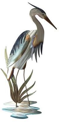 T.i./New Metal Design Coastal Heron Facing Right Wall Art Sculpture Multi Metallic Right Facing, Right Facing, Multi Metallic